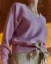 Women´s Deep Neck Wool Sweater Cashmere - Color: Orange, Size: S