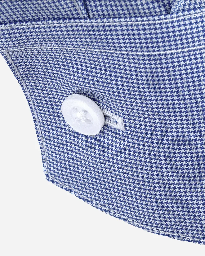 Men´s Merino Fancy SlimFit Shirt - Color: White-blue fine pepito, Size: 40 Slim Fit