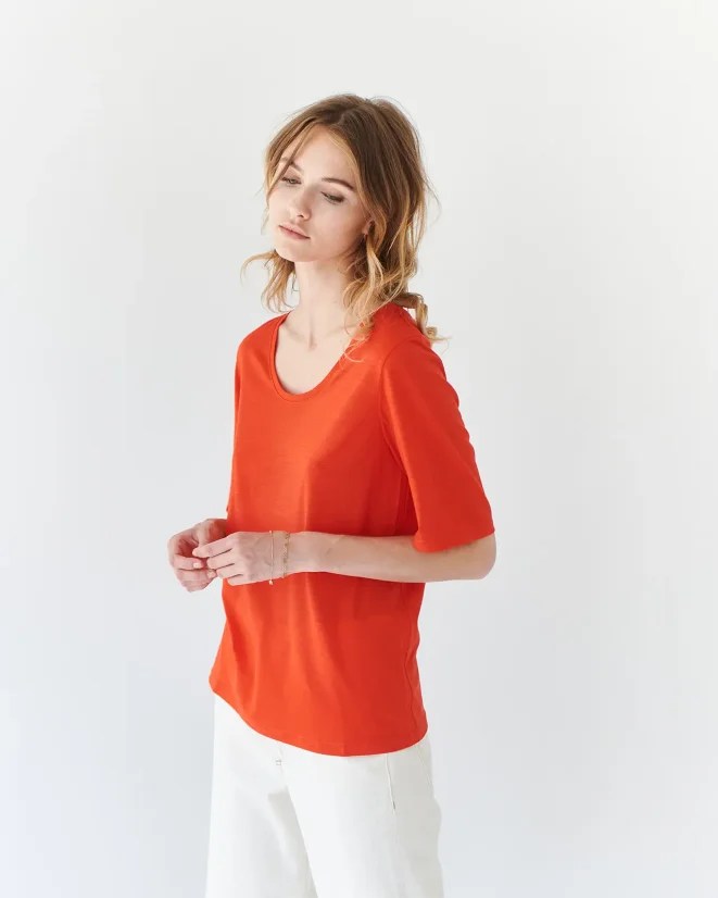 Damen T-Shirt Merino Basic 140 - Farbe: Schwarz, Größe: XXL