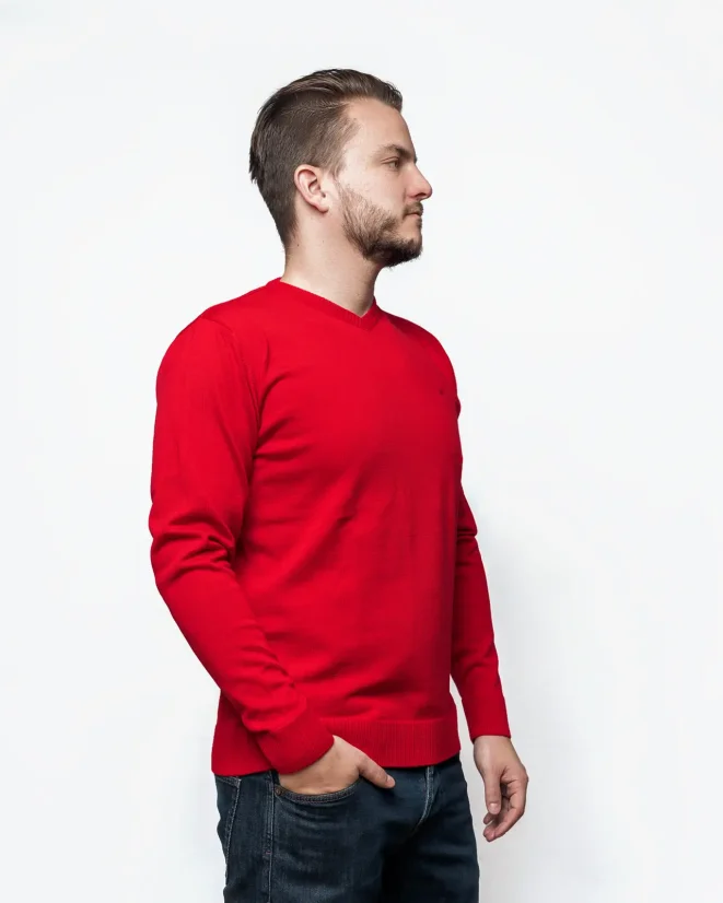 Men´s Merino Wool Sweater - Color: Red, Size: M