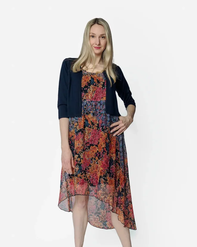 Women´s 3/4 Merino Wool Bolero - Color: Blue, Size: L