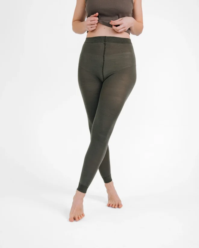 Damen Merino SuperSoft Leggings - Farbe: Olive, Strumpfgröße: 170/116
