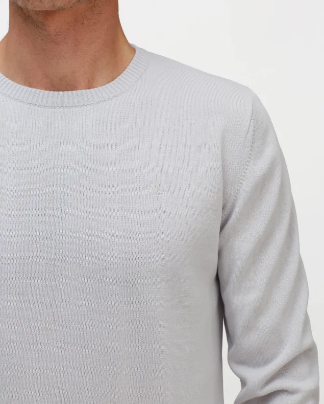 Pánský vlněný svetr Merino Blend - Barva: Šedá, Velikost: M