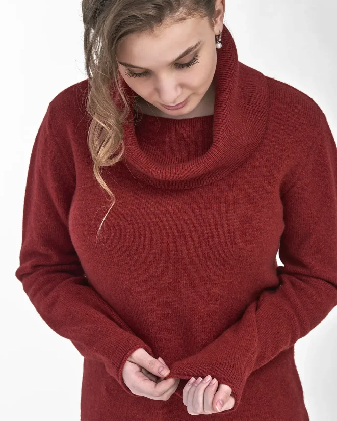 Women´s Large Turtleneck Cashmere - Color: Wine, Size: XXL