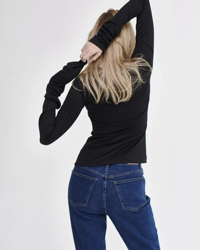 Damen T-Shirt Merino Basic 140 - Farbe: Schwarz, Größe: XXL