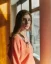 Women´s Deep Neck Wool Sweater Cashmere - Color: Orange, Size: S
