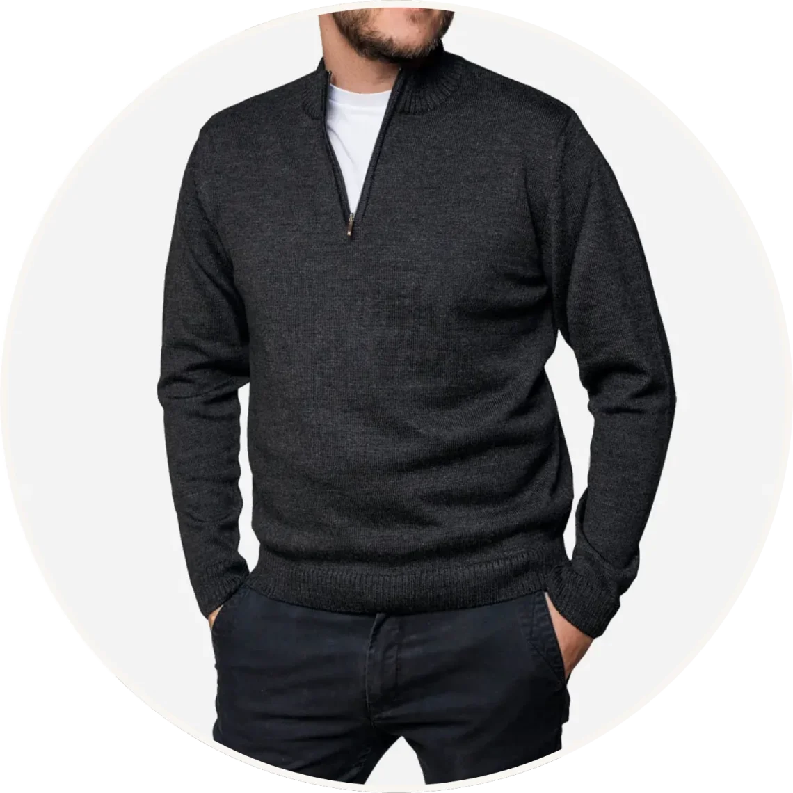 Pánske svetre na zips - Farba - Sivá