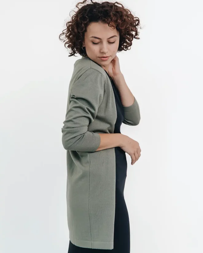 Damen 3/4 Strickjacke aus Wolle - Farbe: Schwarz, Größe: S