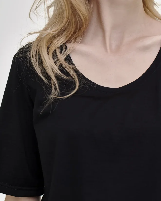 Damen T-Shirt Merino Basic 140 - Farbe: Schwarz, Größe: XXL