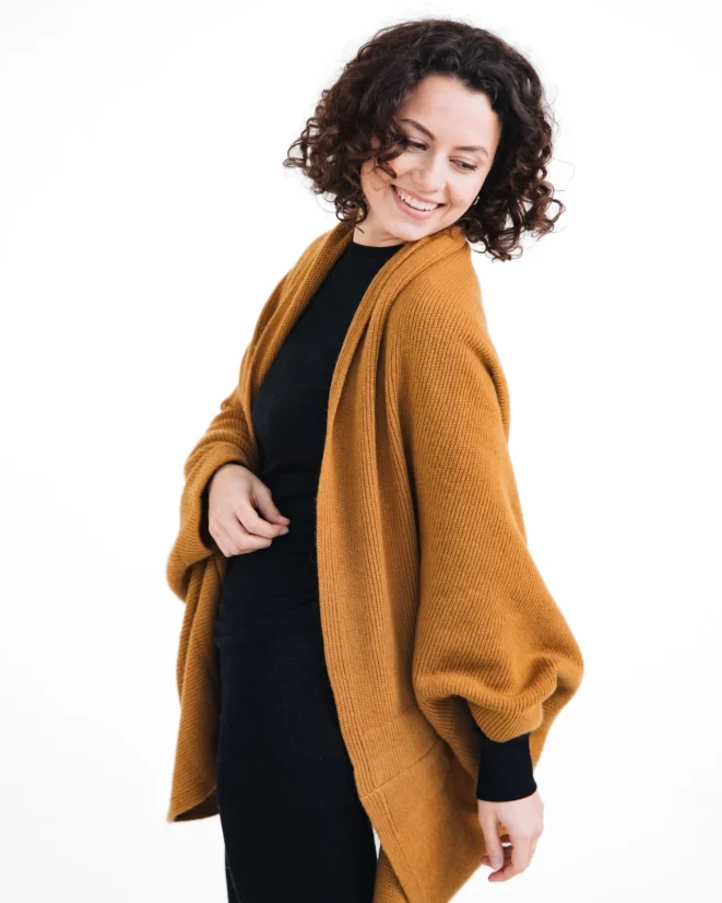 Wool Plaid Scarf with armholes