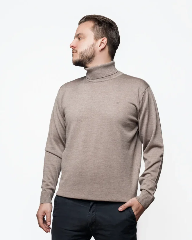 Men´s Merino wool turtleneck - Color: Black, Size: M