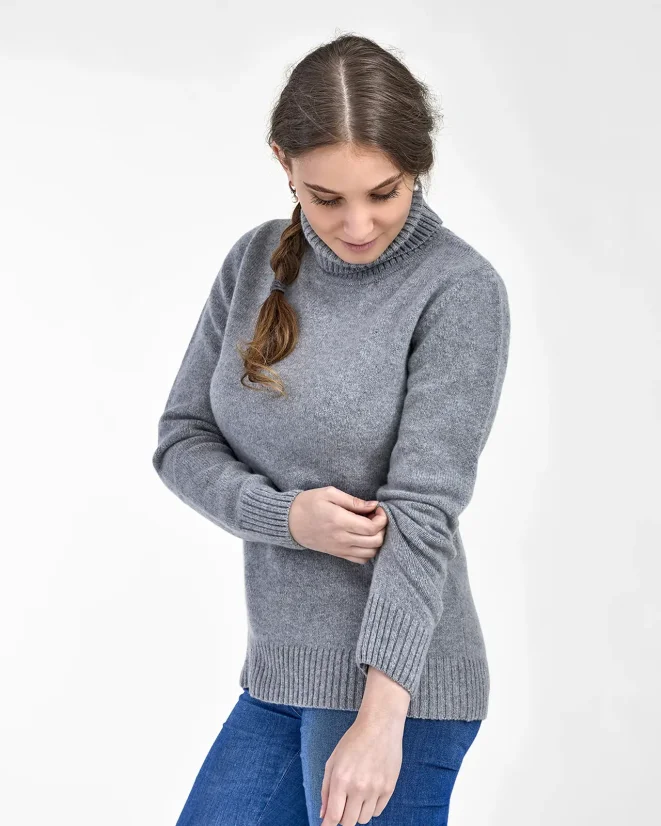 Damen-Rollkragenpullover aus Kaschmir - Farbe: Zimt, Größe: XL