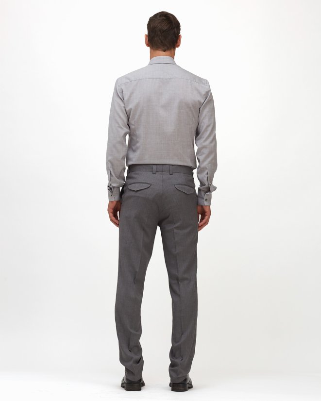 Men´s Merino Fancy SlimFit Shirt - Color: White-blue fine pepito, Size: 40 Slim Fit