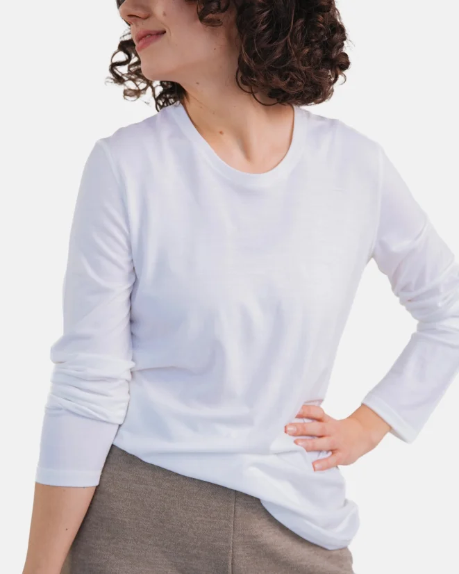 Damen Funktionshemd Merino 195 langarm Weiß - Farbe: Weiß, Größe: L