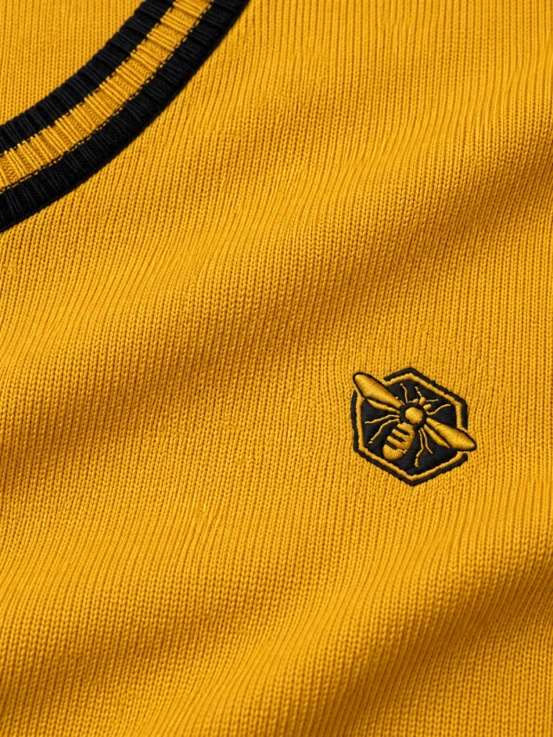Pánský vlněný svetr ČSV s výstřihem V Merino Blend - Barva: Hořčicová, Velikost: S