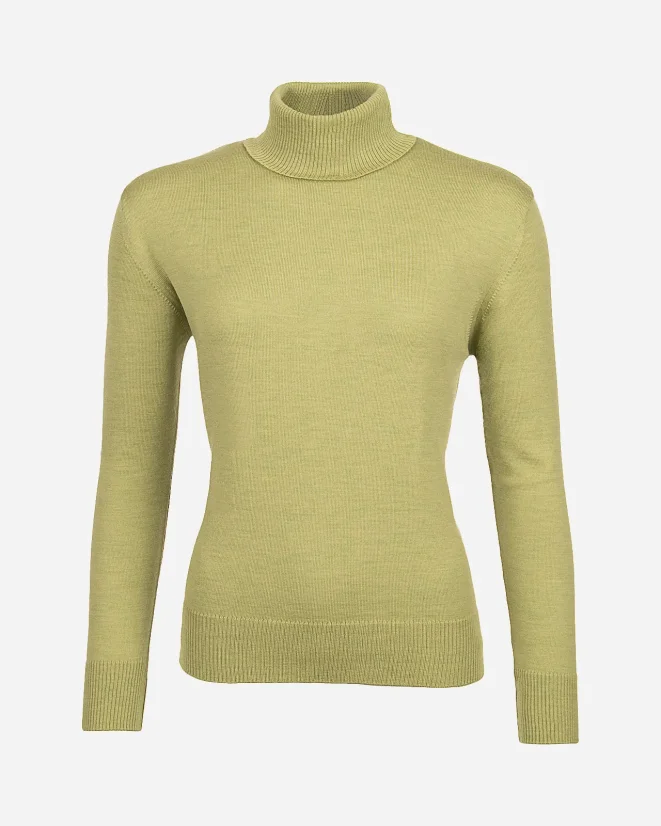 Damen Woll-Rollkragenpullover Merino - Farbe: Grau