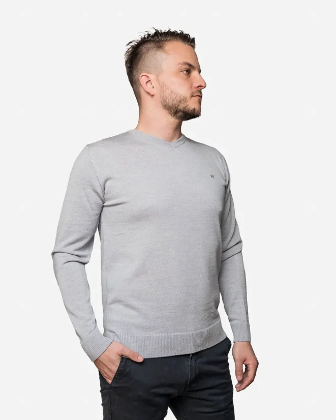 Men´s Merino wool crewneck sweater - Color: Grey, Size: XXL