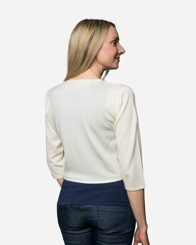 Dámske vlnené bolerko 3/4 Merino béžová - Farba: Béžová, Veľkosť: M