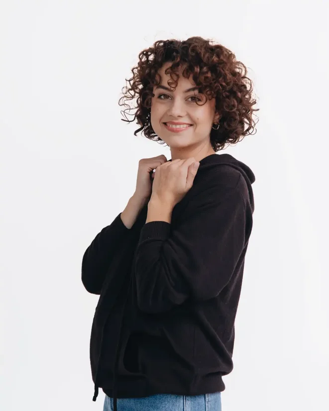 Women´s Cashmere Blend Hoodie - Color: Brown, Size: M-L