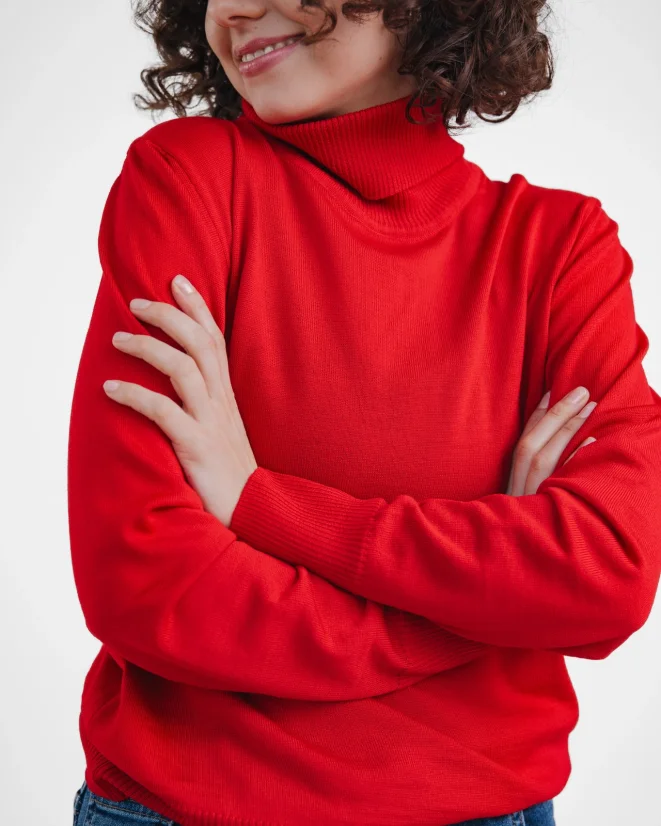 Damen Woll-Rollkragenpullover Merino - Farbe: Grau