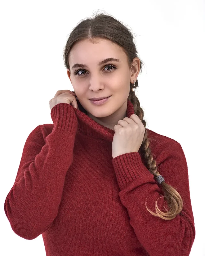 Damen-Rollkragenpullover aus Kaschmir - Farbe: Zimt, Größe: XL
