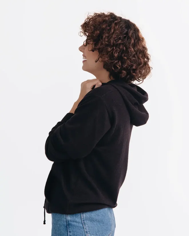 Women´s Cashmere Blend Hoodie - Color: Brown, Size: M-L