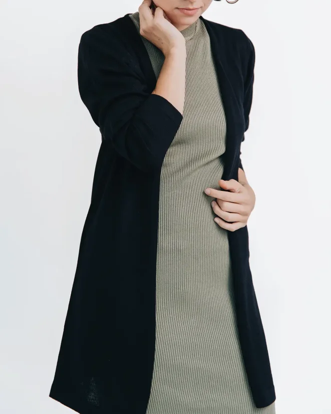 Damen 3/4 Strickjacke aus Wolle - Farbe: Hellblau, Größe: XS