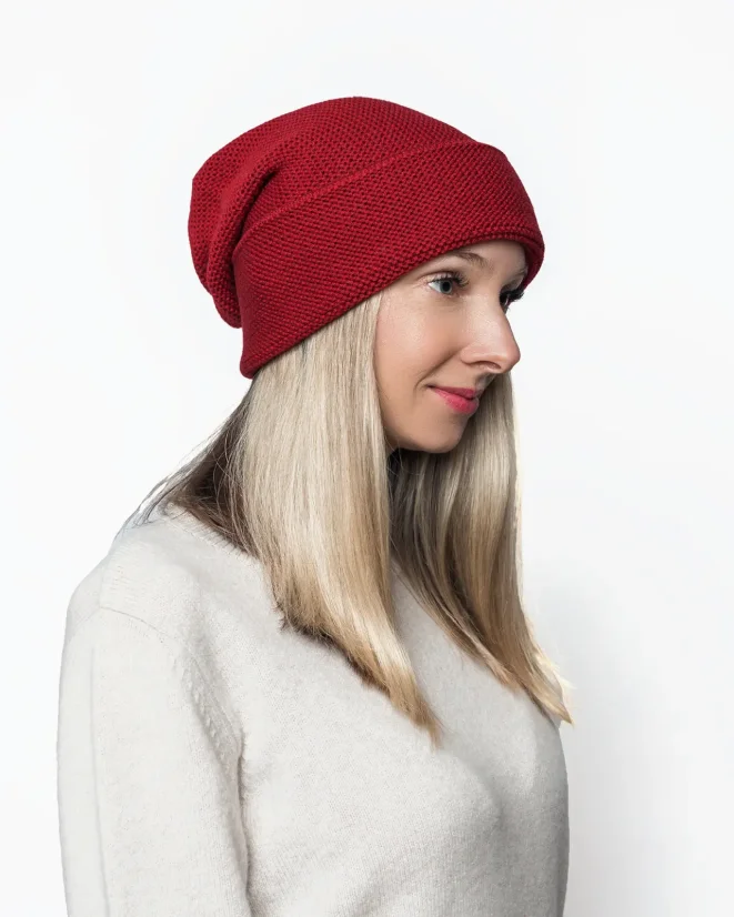 Damen-Wollmütze Merino Extra Fein Bordeaux