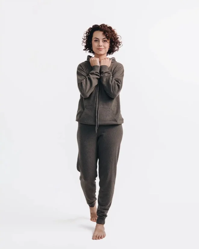 Women´s Cashmere Blend Hoodie - Color: Olive, Size: XS-S