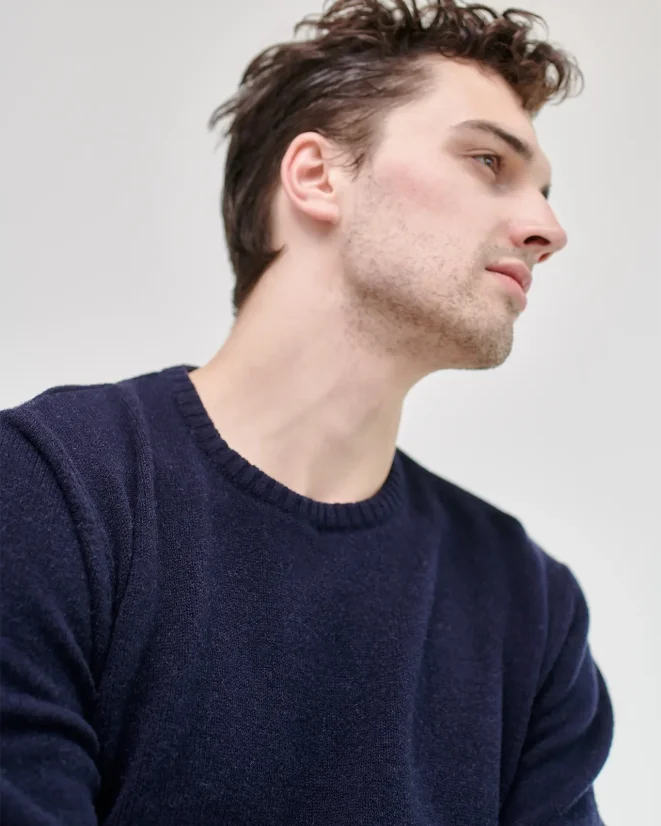 Pánsky sveter z jahňacej vlny - Farba: Žltá, Veľkosť: XL