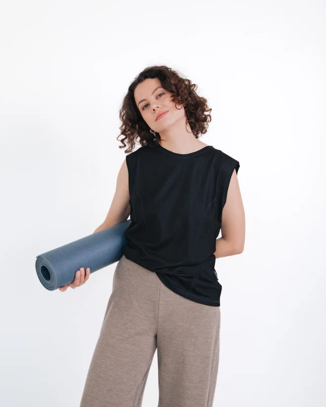 Damen Funktions Tanktop Merino 140 - Farbe: Dunkelviolett, Größe: XL