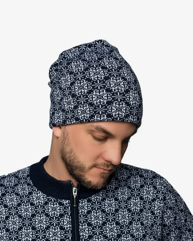 Męska wełniana czapka WOOLIFE STAR Blue
