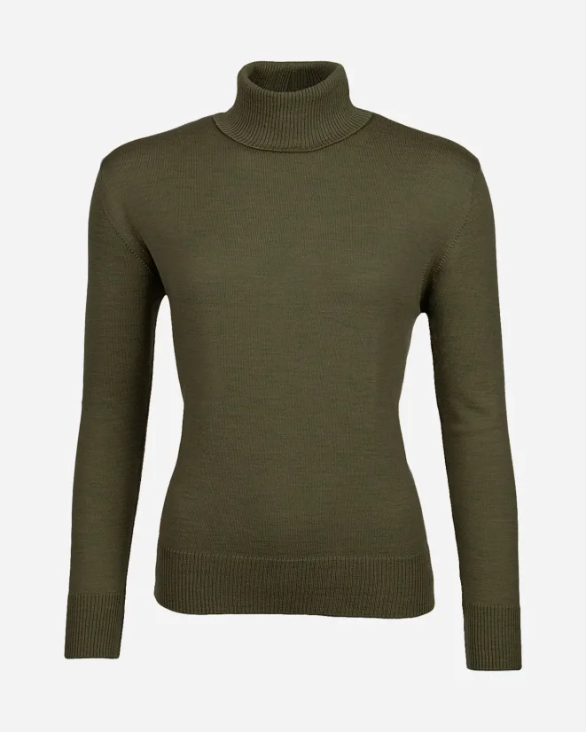 Damen Woll-Rollkragenpullover Merino - Farbe: Grau