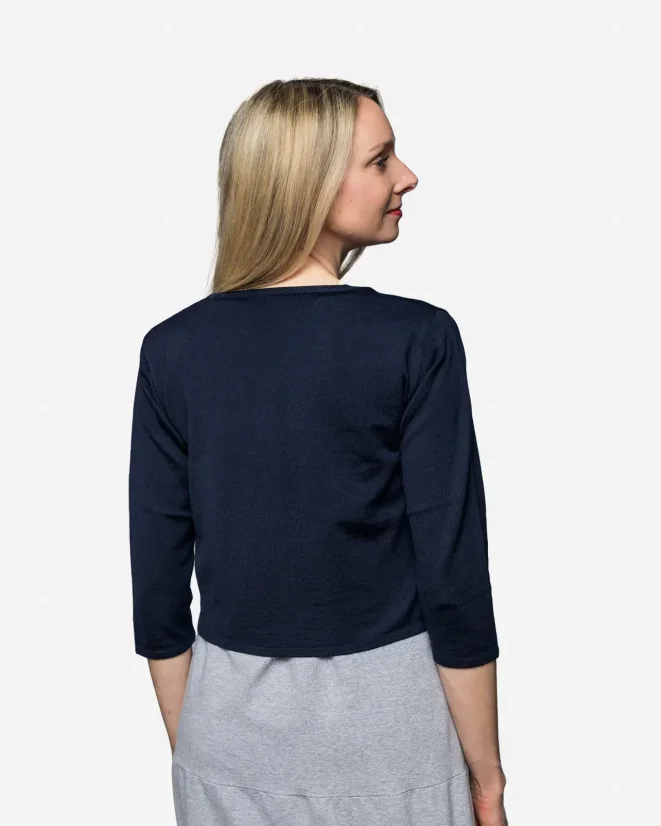 Women´s 3/4 Merino Wool Bolero - Color: Blue, Size: L