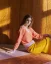 Women´s Deep Neck Wool Sweater Cashmere - Color: Orange, Size: S