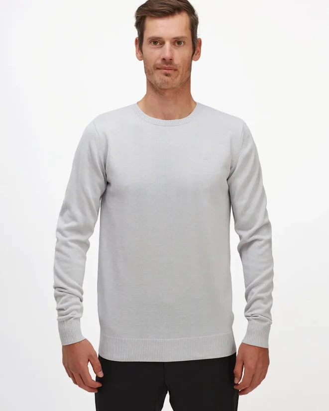 Męski sweter z wełny Merino Blend - Kolor: Szary, Rozmiar: S