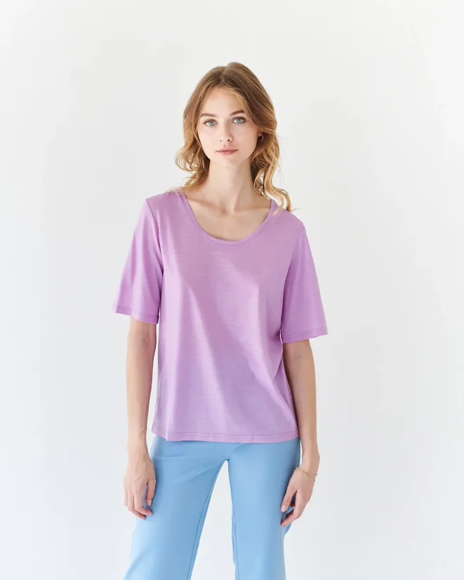 Damen T-Shirt Merino Basic 140 - Farbe: Schwarz, Größe: XXL
