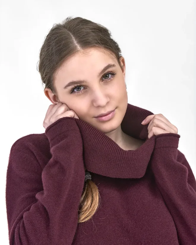 Women´s Large Turtleneck Cashmere - Color: Wine, Size: XXL