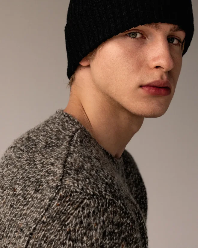 Men´s Alpaca Blend Sweater - Color: Light blue, Size: M