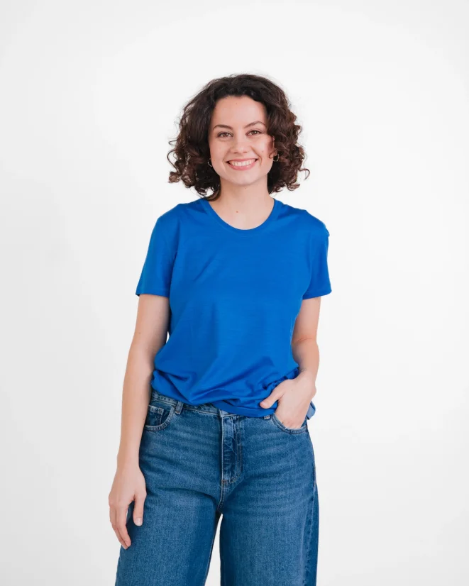 Damen Funktions T-Shirt Merino 140 - Farbe: Hellblau, Größe: XL
