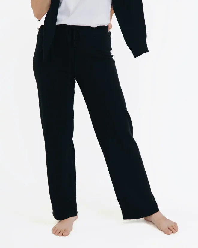 Women´s Cashmere Blend Pants - Color: Black, Size: M-L