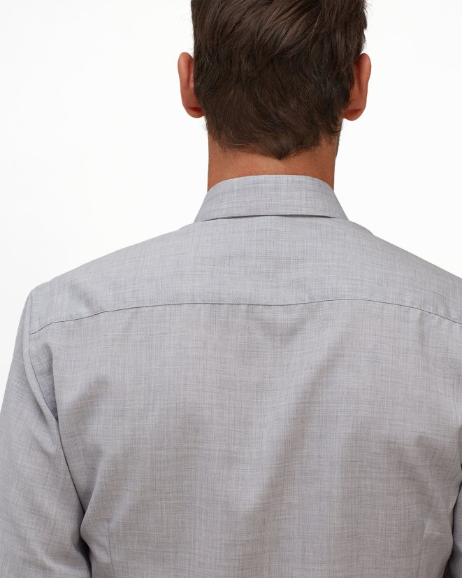 Men´s Merino Fancy SlimFit Shirt - Color: White-blue fine pepito, Size: 40 Slim Fit