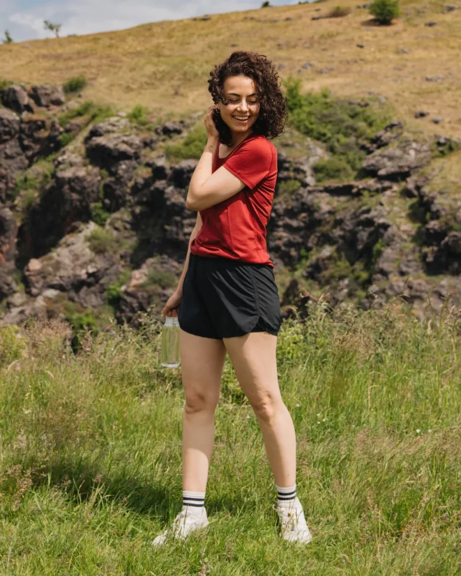 Damen Funktions T-Shirt Merino 140 - Farbe: Wein, Größe: L