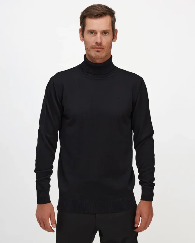 Herren-Rollkragenpullover aus Merinomischung - Farbe: Schwarz, Größe: XL