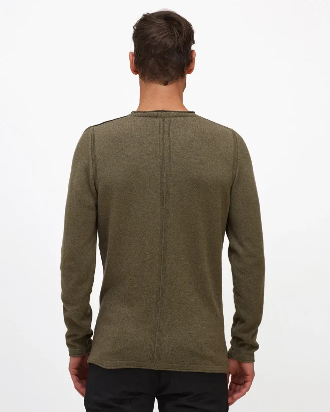 Herren Pullover aus Kaschmir-Mischung - Farbe: Olive, Größe: XXL