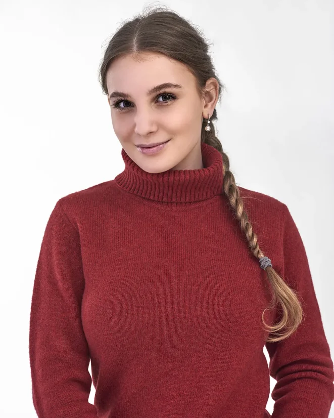 Damen-Rollkragenpullover aus Kaschmir - Farbe: Zimt, Größe: XL