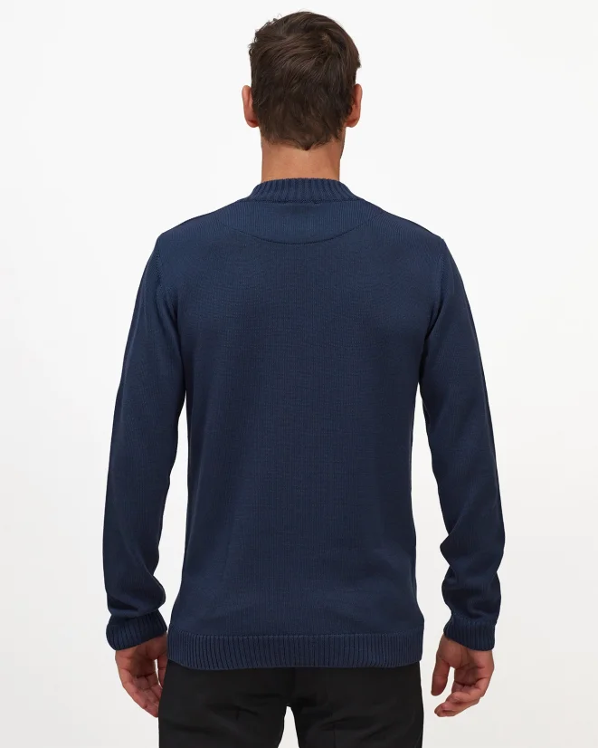 Men´s Merino Blend Zip Sweater - Color: Blue, Size: S