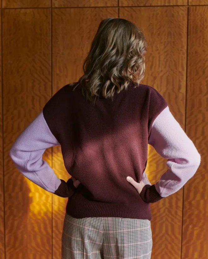 Women´s Deep Neck Wool Sweater Cashmere - Color: Orange, Size: S