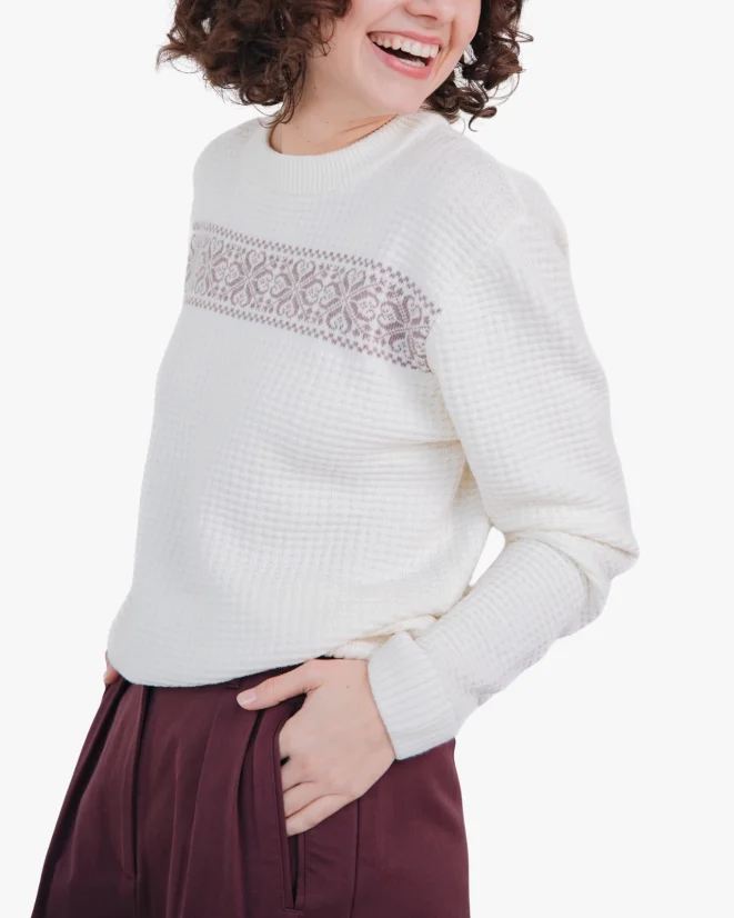Damen-Wollpullover „CS“ Merino - Farbe: Cremefarben, Größe: XS