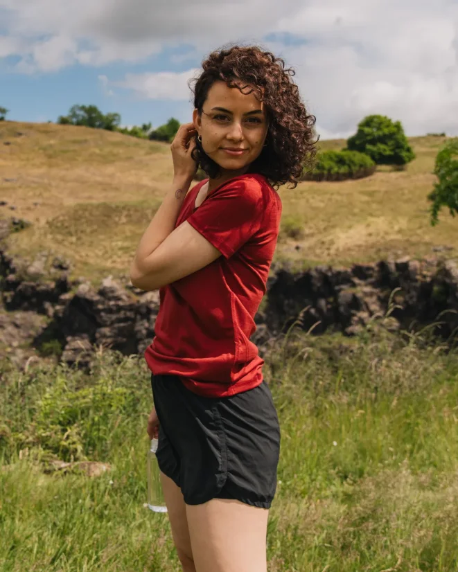 Damen Funktions T-Shirt Merino 140 - Farbe: Wein, Größe: L